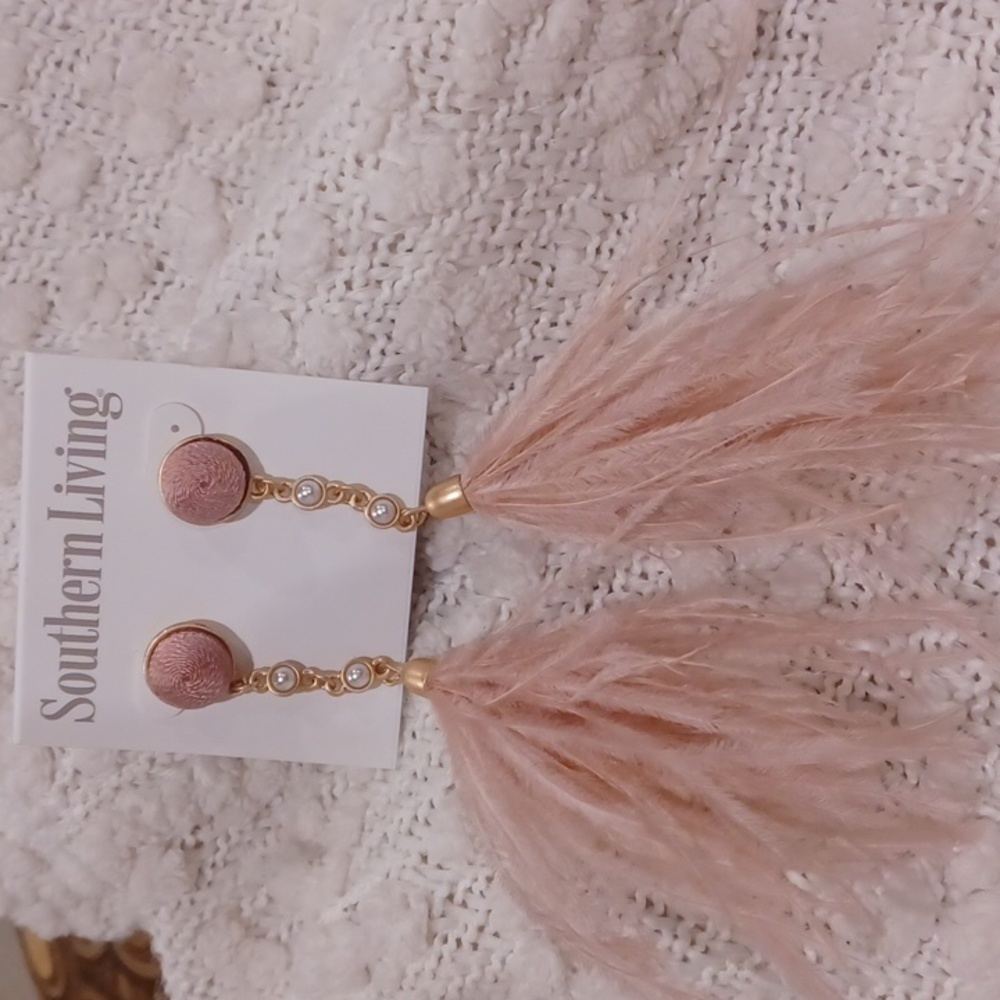 Southern Living ostrich feather earrings